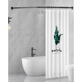 Yampos L Shaped Shower Curtain Rod with Unique Shield Base - Adjustable 24-53 x 24-53 Inch Corner Bathroom Rod, Heavy Duty Rustproof Square Rail, 12 Hooks & Ceilling Support