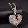 PAMTIER Mens Silver Plated Iced Out Full Diamond Broken Heart