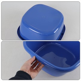 Saedy 3 Pack 16 Quart Plastic Square Wash Basin, Dishpans for Washing Dishes, Dark Blue