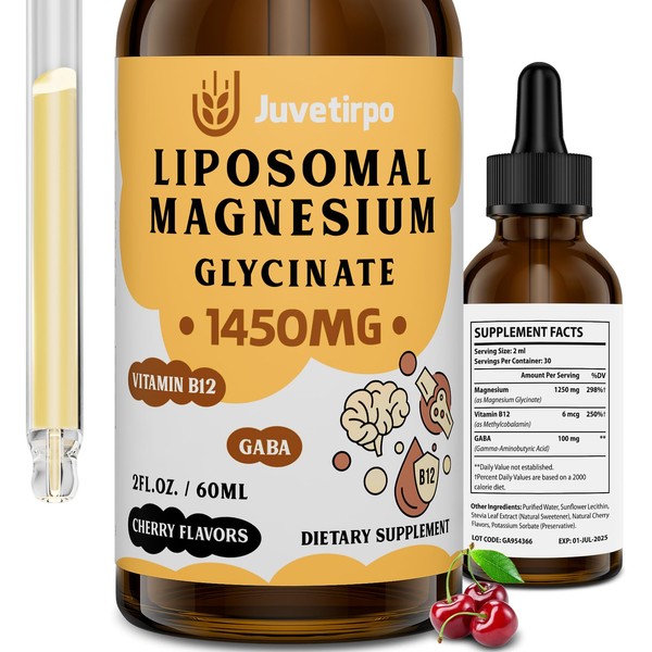 Magnesium Glycinate Liquid Drops - Liposomal Chelate with Cherry Flavor