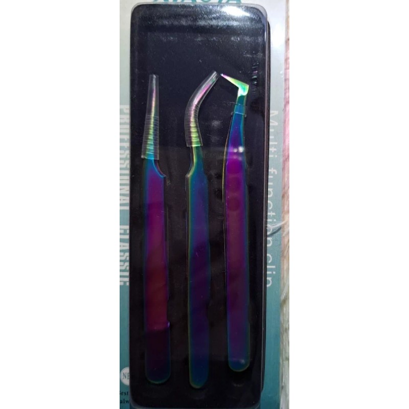 May Set De 3 Pinzas Para Extensión Pestañas Mink, Volumen