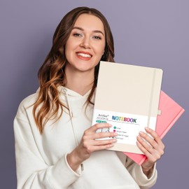 A4 Notebook - Notebook A4 with Premium Paper, Faux Leather Classic Writing Journal, 8.35" X 11.45", Hardcover - Beige