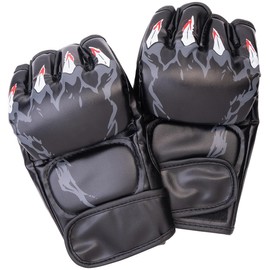 PEARL Sports Punching Bag Gloves: Faux Leather Half Finger Boxing Gloves with Ankle Padding, Size L (Thai Gloves, Punch Bag Gloves, Punch Bag)