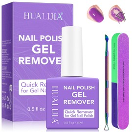 Gel Nail Polish Remover, Professional Gel Polish Remover with Nail File & Nail Polish Scraper, Don't Hurt Your Nails, Easily & Quickly Remove Nail Polish in 3-5 Minutes (15ML)