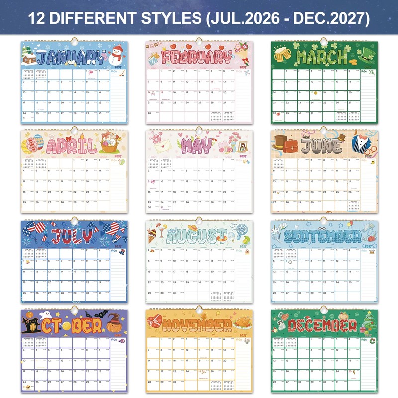 2027 Calendar - 18 Monthly Wall Calendar, July 2026 -
