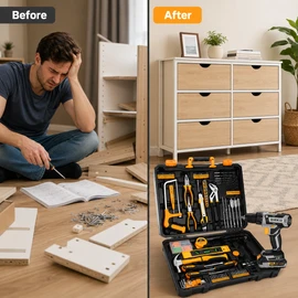 20V Cordless Drill Kit for Home Repairs – Rechargeable Power Tool Set for Furniture Assembly & DIY Projects