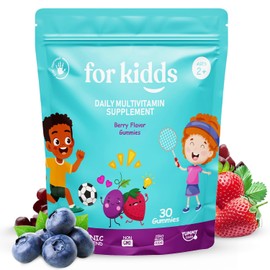 ZettoA Daily Multivitamins for Kids Ages 2+, Berry Gummies with 11 Essential Vitamins & Minerals for Immune Support, Bone Health & Brain Function - No Sugar, Non-GMO, Gelatin-Free - 30 Count