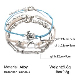 TseenYi Boho Turtle Dolphin Anklets Layering Rope Cord Ankle Bracelet Summer Woven Anklet Beach Foot Chain Accessories Jewelry for Women and Girls