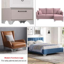 SUMNACON 4Pcs 7.5cm Metal Sofa Legs Wardrobe Leg Furniture Leg, Modern Solid Sofa Feet Cabinet Feet Table Legs for Replacement (Silver)