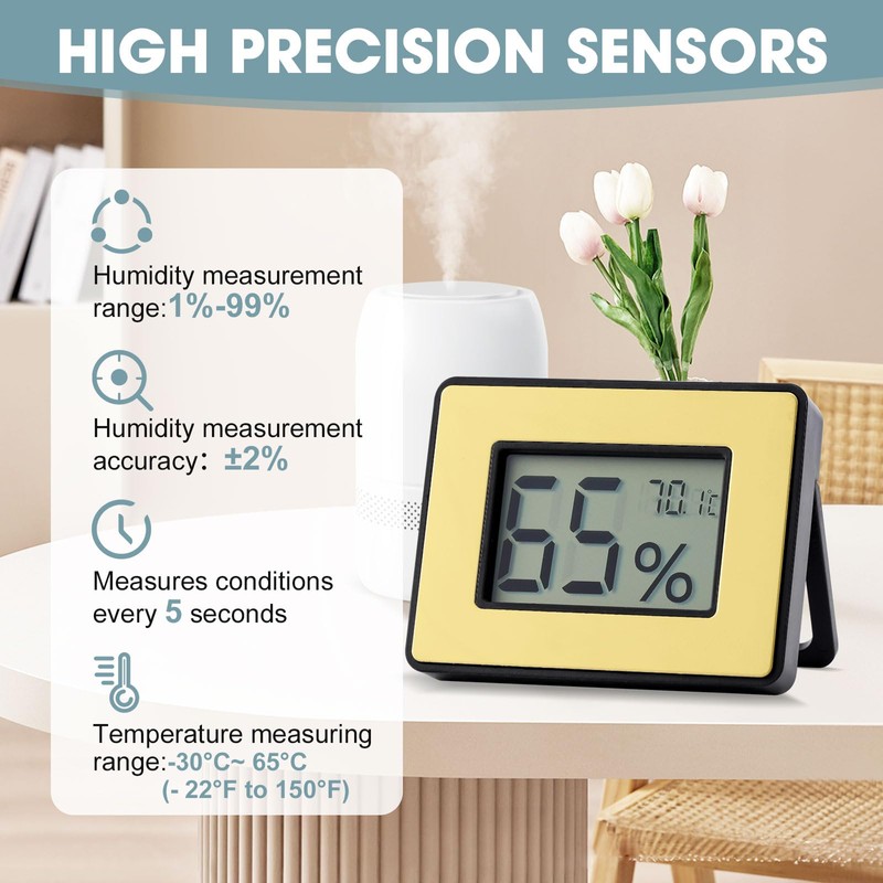 Digital Hygrometer Thermometer for Humidors & Home Use - High