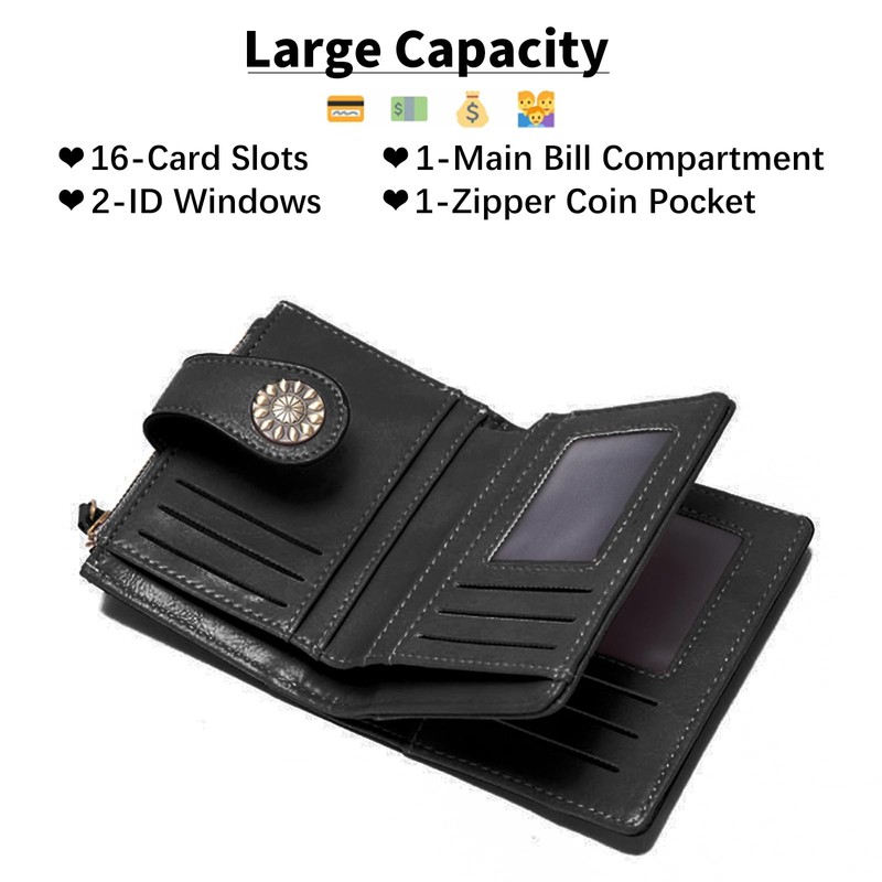 LEEXTON Small Bifold Purse for Women Genuine Leather Card Case