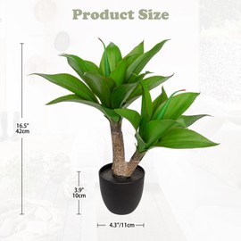 Briful 16.5'' Agave Plants Artificial Realistic Potted Faux Agave Plants with Double Crowns, Agave Fake Plants in Black Pot Houseplant for Home Decor Indoor Outdoor Farmhouse