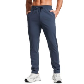 CRZ YOGA 4-Way Stretch Athletic Pants for Men 30" Workout Lounge Casual Work Jogger with Zip Pocket Electric Blue Large