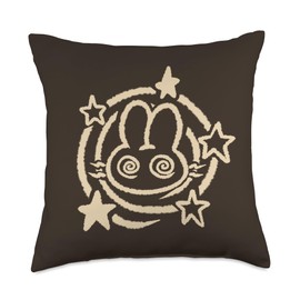 90s Y2K Mad Bunny Rabbit Hare is Confused under Starry Tail Throw Pillow