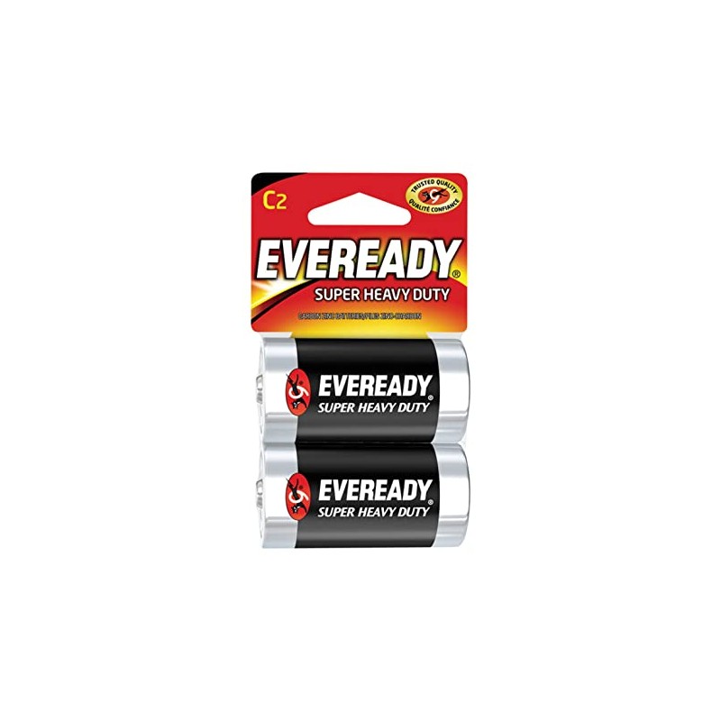 Eveready Super Heavy Duty C Zinc Carbon Batteries 2 pk