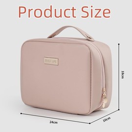 XFSRG Tragbare Wasserfeste Großraum Kulturbeutel Damen mit Ergonomischem Handgriff PU Reise Kosmetiktasche Make up Tasche und Kosmetik Organizer Kulturtasche Damen (Rosa)