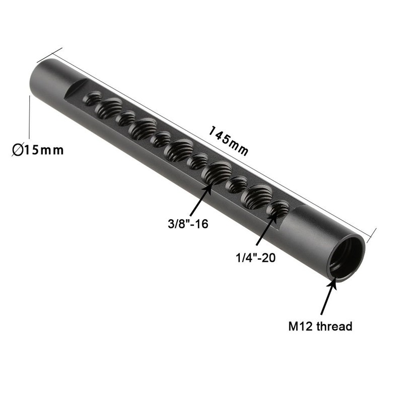 CAMVATE 15 mm Cheese Rod with 1/4"-20 and 3/8"-16 Thread