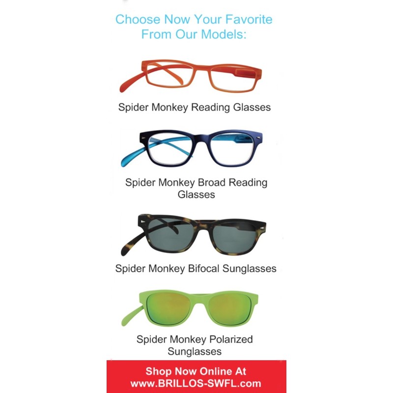 Spider Monkey Broad Long Arm Reading Glasses Blue Ocean (+2.50)