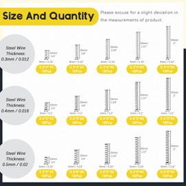 Mardatt M362 240 Pcs 15 Sizes Compression Springs Assortment Kit Mini Stainless Steel Springs for Repairs with Case, OD 4mm 5mm 6mm, 10-50mm Length, Wire Diameter 0.3mm, 0.4mm, 0.5mm