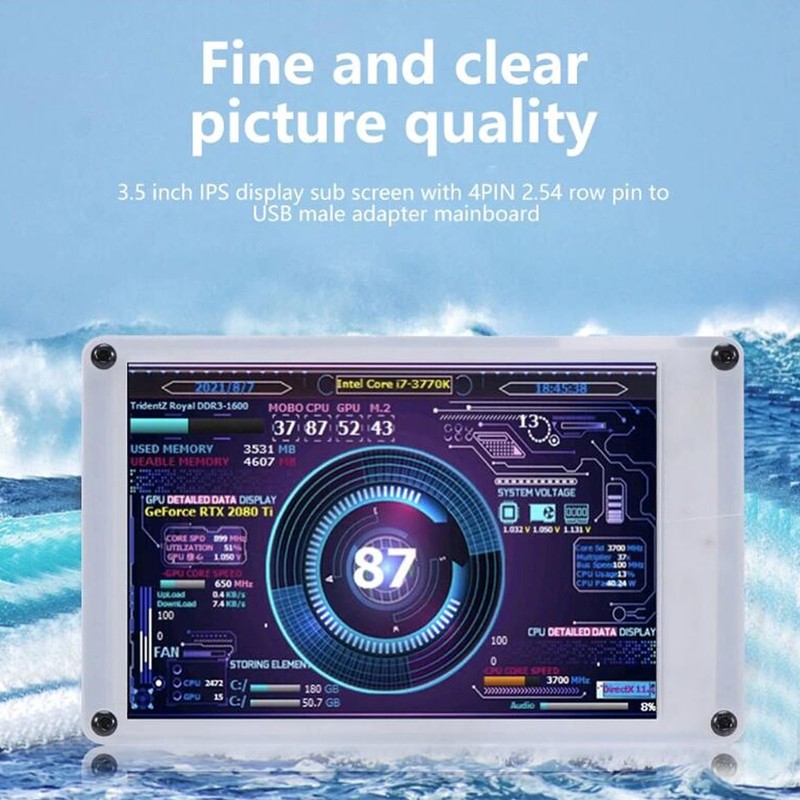 Computer Temp Monitor 3.5 Inch IPS Dimmable Theme Editor Auto