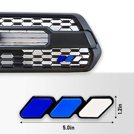 JINGSEN Tri-Color Grille Badge Logo Decoration Accessories Car Truck Label Tacoma 4Runner Tundra Rav4 Highlander T-G3Y Tri-Color Badge Logo BBQ Grill (White-Blue-Dark Blue)