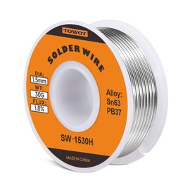 TOWOT 63-37 Solder Wire High Purity Tin Lead Rosin Core Solder Wire for Electrical Soldering, Content 1.8% Solder flux (1.5mm, 30g)