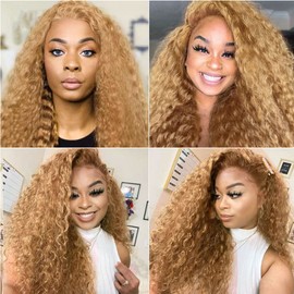 Color #27 Bundles Honey Blonde Curly Bundles Human Hair Golden Blonde Human Hair Bundles Blonde Curly Bundles 12 12 12 Inch Honey Blonde Bundles