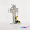Cruz de Cristal con Mono y Mini Biblia Luctuoso 12