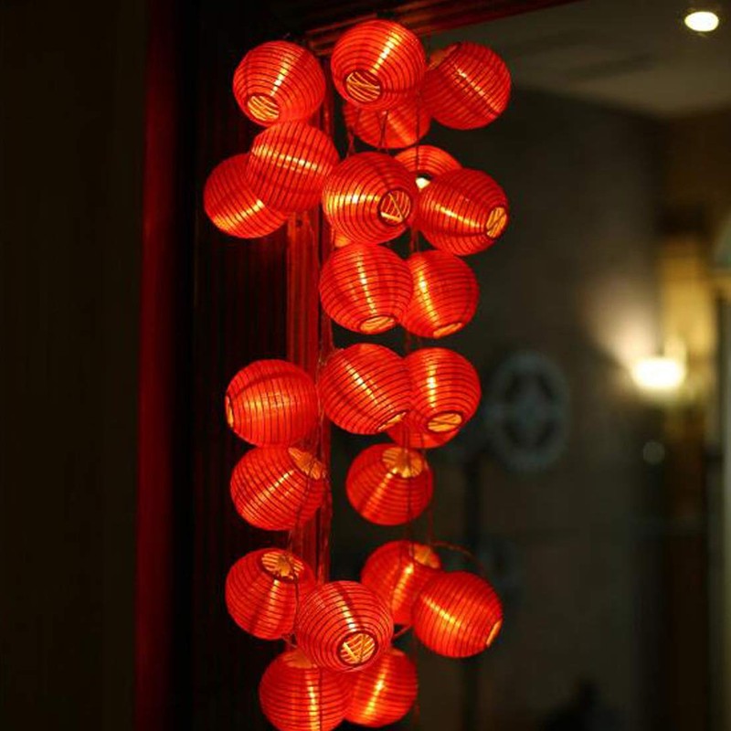 Amants01 Solar Red Lantern String Lights Solar Powered Hanging Lanterns