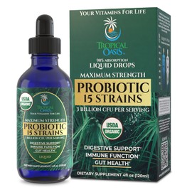 USDA Organic Liquid Probiotics for Men, Women & Kids | 15 Clinically Studied Strains | Digestive Support, Immune & Gut Health | Maximum Strength | 98% Absorption | Vegan, Non-GMO | 40 Serv