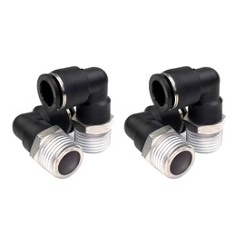 4 Pack Push to Connect Air Fittings 90 Degree Pneumatic Male Elbow 1/2 Inch Tube OD x 1/2 Inch NPT Thread Push Quick Release Connectors