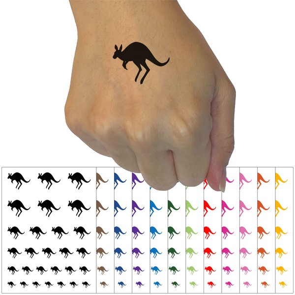 Leaping Red Kangaroo Silhouette Australian Marsupial Temporary Tattoo Water Resistant