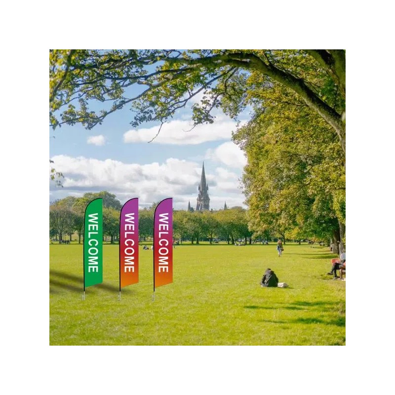 3-Piece Advertising Open Feather Flags Kit with Pole and Ground