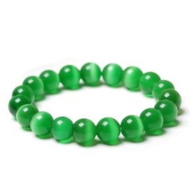 Fuqimanman2020 Healing Natural Stone Stretch Bracelet Strand Chakra Crystal Beaded Energy Reiki Spirituality for Women Conservancy Meditation Protection Jewelry-Green 12MM