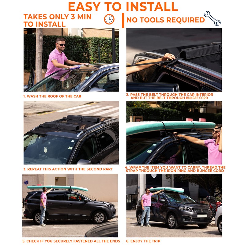 ZONETECH Soft Roof Rack Pads Heavy Duty, Use with or