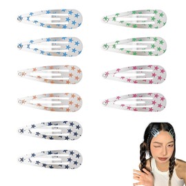 Y2k Snap Hair Clips Slides for Women Girls Y2k Star Hair Accessories Christmas Silver Hair Barrette Clips for Adults Kids Colourful Hair Decorations for Women Girls Christmas Gifts 10pcs
