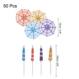 sourcing map 50 Pcs Circle Drink Umbrellas Cocktail,3.9 Inch Cocktail Picks Toothpicks Colorful Mini Paper Umbrellas for Drinks Cupcake Beach Party Decorations