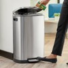 Glownary Stainless Steel Rectangular Step-On Trash Can, Silver, 13 Gallon,
