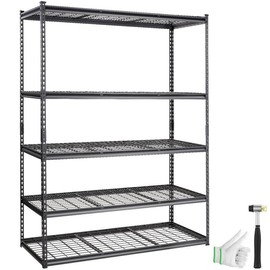 VEVOR Storage Shelving Unit, 5-Tier Adjustable, 2000 lbs Capacity, Heavy Duty Garage Shelves Metal Organizer Wire Rack, Black, 60" L x 24" W x 78" H for Kitchen Pantry Basement Bathroom Closet Steel