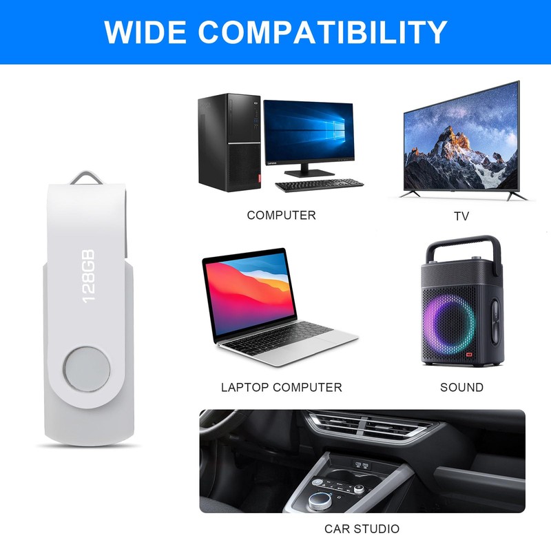 USB Stick 128 GB, USB 2.0 Stick 2.0 Memory Stick