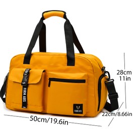 DBPBToU Sports Bag for Men and Women, Travel Bag with Shoe Compartment, Training Bag with Wet Compartment, Waterproof Weekender Bag, Gym Bag, Swimming Bag, Sauna Bag, yellow, Sporty