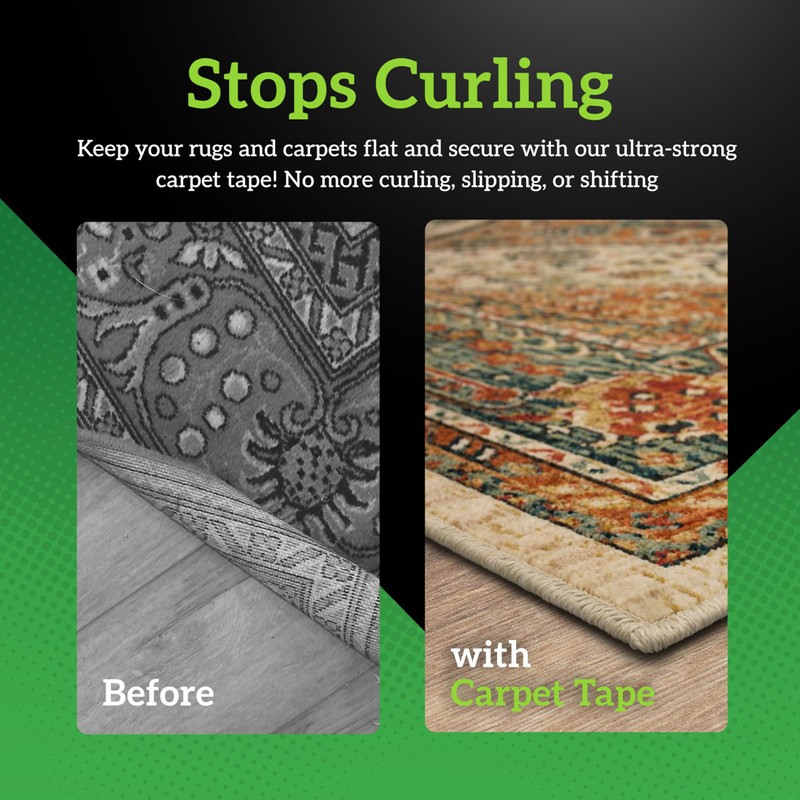 WickedGood Double Sided Carpet Tape for Area Rugs - Heavy
