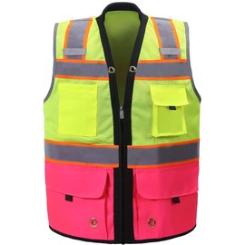 Shine Bright Safety Vest for Women - High Visibility with Reflective Straps and Pockets – Soft, Durable, and Breathable – ANSI CLASS 2 (Size Small, Pink)