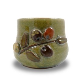 American Handmade Pottery Kitchen Sponge Holder, Mediterranean Olive Branch Motif