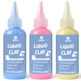 DINGSEN Liquid Polymer Clay, Liquid Clay for Polymer Clay Oven-Bake, for DIY Enthusiasts, Education and Crafting, Easy to Shape & Multi-Mold Compatible, Antiquewhite 60ml, Blue 60ml, Pink 60ml