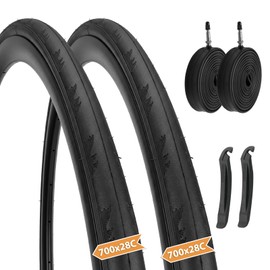 Hycline 700x28C Road Bike Tires Set, 2-Pack Folding Bicycle Tires with Inner Tubes & Tire Levers, Durable Slick Road Cycling Tires for Commuting, Fitness & Urban Riding