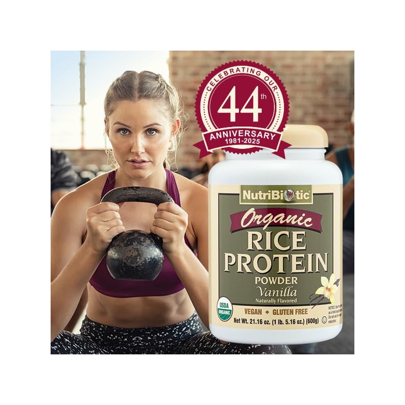 NutriBiotic, Organic Rice Protein, Vanilla, 1 lb 5 oz (600