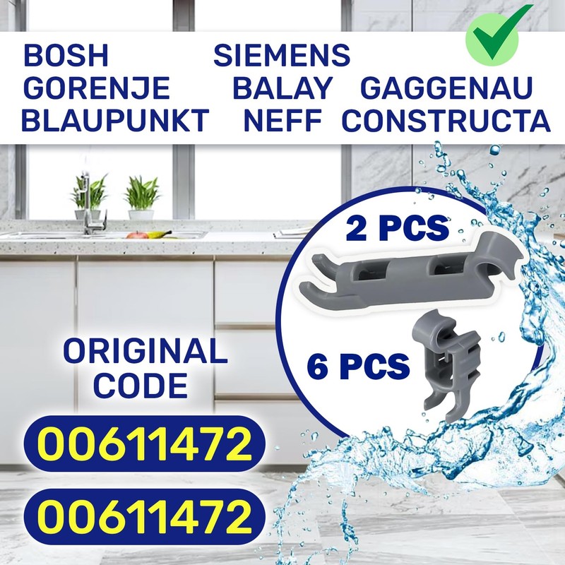 Set of 8 Pieces of Bearing Hooks for Dishwasher Bottom