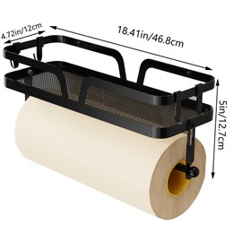 Kegii Kitchen Roll Holder Wall Roll Holder Kitchen Paper Holder with Spice Rack Kitchen Paper Holder with Shelf Roll Holder with Perforated or Glued Two Installation Methods