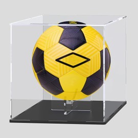 QIMOND Acrylic Display Case with Detachable Ball Stand, Compatible with Full Size Football, Dustproof Display Box for Exclusive Collectible Sport Memorabilia